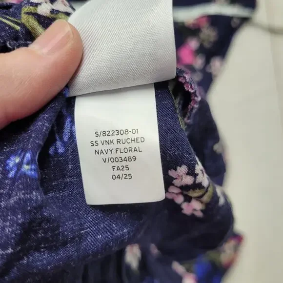 Gap ruched V neck maxi dress floral blue tiered romantic XXL boho - Picture 8 of 9